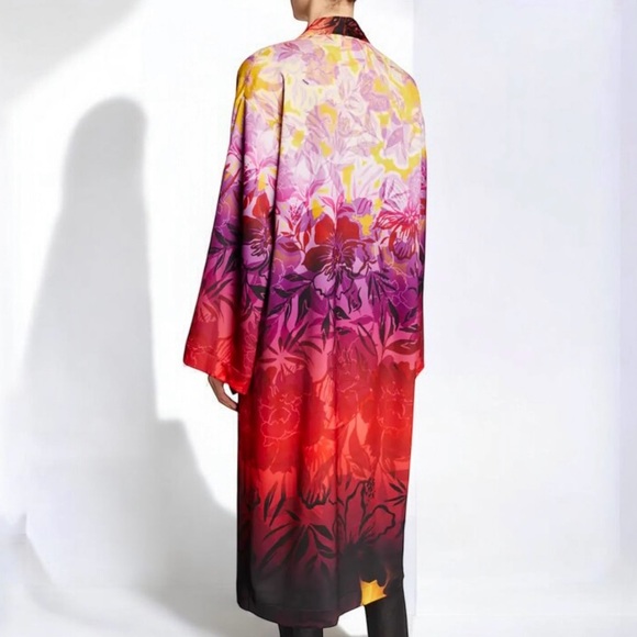 Fuzzi Long Gradient Print Satin Kimono - Picture 3 of 16